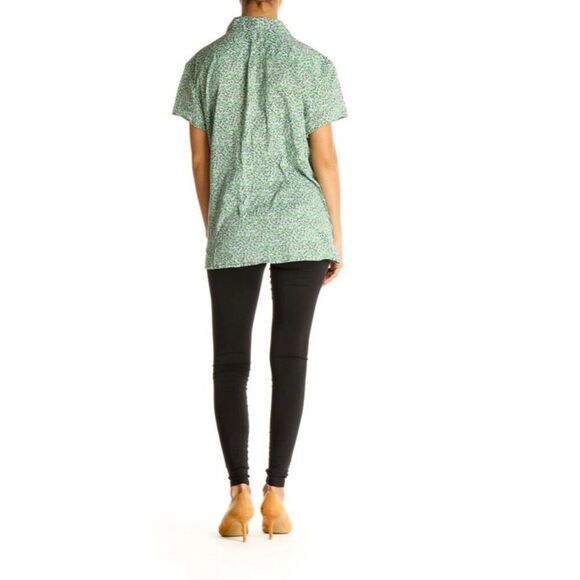 L.L. Bean: Green Floral Print Casual Shirt Small - Picture 2 of 9